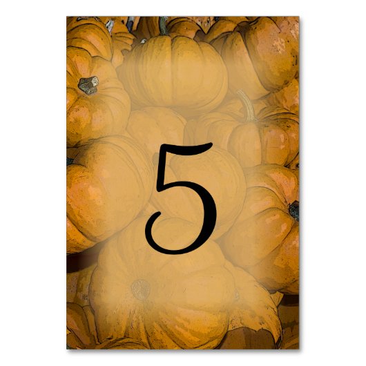 Orange Pumpkins Hochzeit im Herbst Tischnummern (Rückseite)