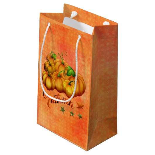 Orange Pumpkins Kleine Geschenktüte (Rückseite Schrägansicht)
