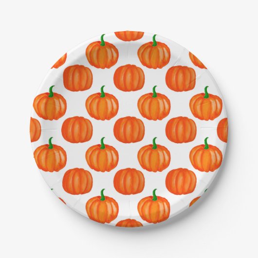 Orange Pumpkins Pattern Halloween-Erntedank Pappteller (Vorderseite)