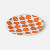 Orange Pumpkins Pattern Halloween-Erntedank Pappteller (Schrägansicht)
