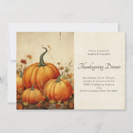 Orange Pumpkins Rustikaler Erntedank Einladung