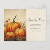 Orange Pumpkins Rustikaler Erntedank Herbst Ankündigungspostkarte (Vorderseite)