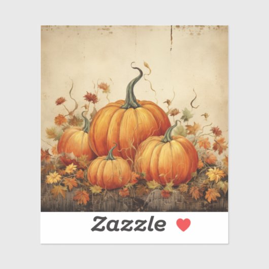 Orange Pumpkins Rustikaler Erntedank Herbst Aufkleber (Blatt)