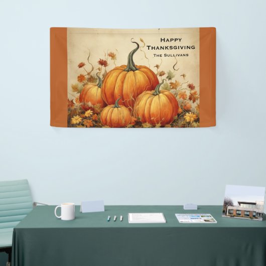 Orange Pumpkins Rustikaler Erntedank Herbst Banner (Messeveranstaltung)