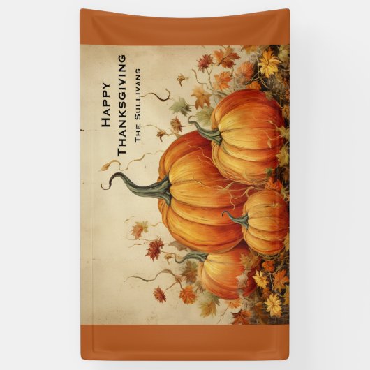 Orange Pumpkins Rustikaler Erntedank Herbst Banner (Vertikal)