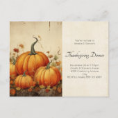 Orange Pumpkins Rustikaler Erntedank Herbst Einladungspostkarte (Vorderseite)