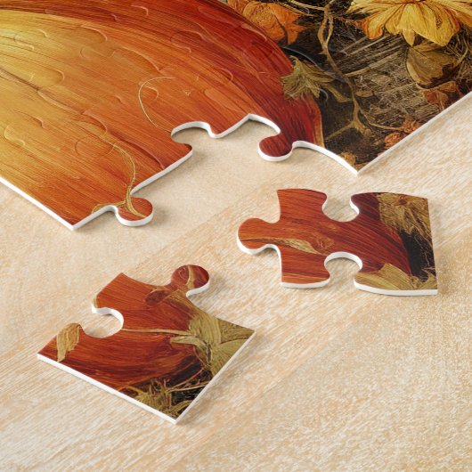 Orange Pumpkins Rustikaler Erntedank Herbst Puzzle (Seite)