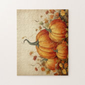 Orange Pumpkins Rustikaler Erntedank Herbst Puzzle (Vertikal)