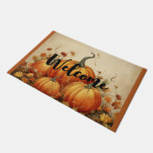 Orange Pumpkins Rustikaler Erntedank im Herbst Wil Fußmatte (Schrägansicht)