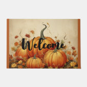 Orange Pumpkins Rustikaler Erntedank im Herbst Wil Fußmatte (Vorderseite)