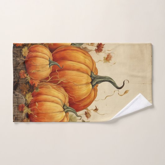 Orange Pumpkins Rustikaler Herbst Badhandtuch Set (Handtuch)