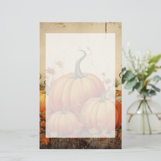 Orange Pumpkins Rustikaler Herbst Briefpapier (Stehend Vorderseite)