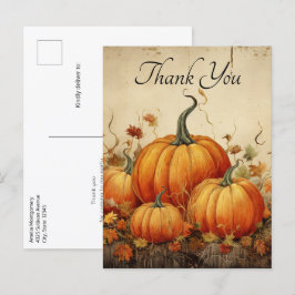 Orange Pumpkins Rustikaler Herbst Danke Postkarte
