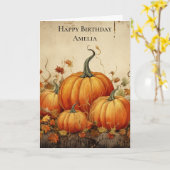 Orange Pumpkins Rustikaler Herbst Geburtstag Karte (Gelbe Blume)