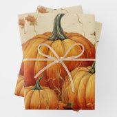 Orange Pumpkins Rustikaler Herbst Geschenkpapier Set (Beispiel)
