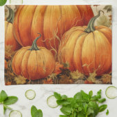Orange Pumpkins Rustikaler Herbst Geschirrtuch (Gefaltet)