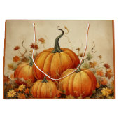 Orange Pumpkins Rustikaler Herbst Große Geschenktüte (Vorderseite)