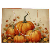 Orange Pumpkins Rustikaler Herbst Große Geschenktüte (Rückseite)