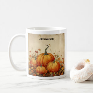 Orange Pumpkins Rustikaler Herbst Kaffeetasse