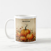 Orange Pumpkins Rustikaler Herbst Kaffeetasse (Links)
