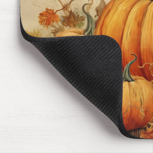 Orange Pumpkins Rustikaler Herbst Mousepad (Ecke)