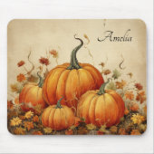 Orange Pumpkins Rustikaler Herbst Mousepad (Vorne)