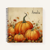Orange Pumpkins Rustikaler Herbst Notizblock (Vorderseite)