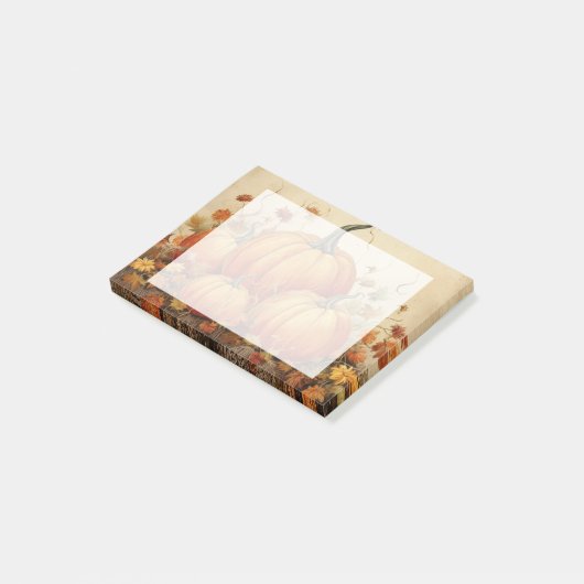 Orange Pumpkins Rustikaler Herbst Post-it Klebezettel (angewinkelt)