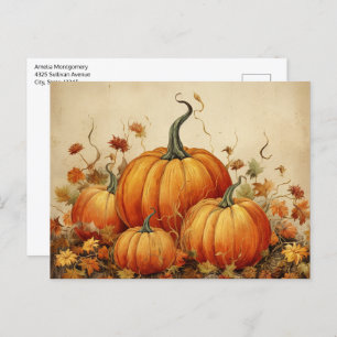 Orange Pumpkins Rustikaler Herbst Postkarte