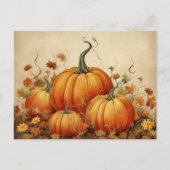 Orange Pumpkins Rustikaler Herbst Postkarte (Vorderseite)