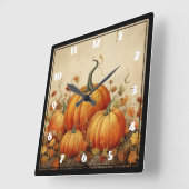Orange Pumpkins Rustikaler Herbst Quadratische Wanduhr (Winkel)