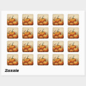 Orange Pumpkins Rustikaler Herbst Quadratischer Aufkleber (Blatt)