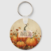 Orange Pumpkins Rustikaler Herbst Schlüsselanhänger (Vorderseite)