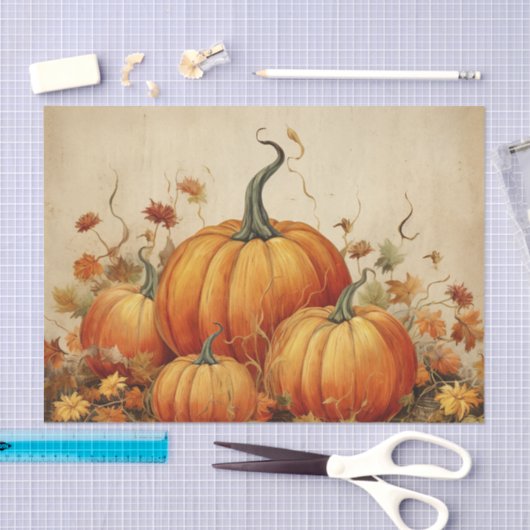 Orange Pumpkins Rustikaler Herbst Seidenpapier (Handwerk)