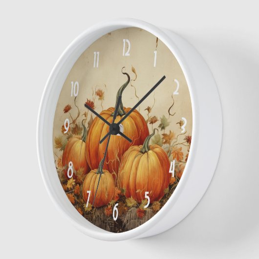 Orange Pumpkins Rustikaler Herbst Uhr (Winkel)