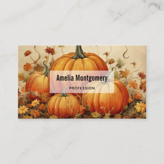 Orange Pumpkins Rustikaler Herbst Visitenkarte (Vorderseite)