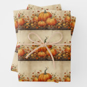 Orange Pumpkins Rustikales Herbstmuster Geschenkpapier Set (Beispiel)