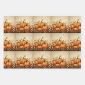 Orange Pumpkins Rustikales Herbstmuster Geschenkpapier Set (Vorderseite)