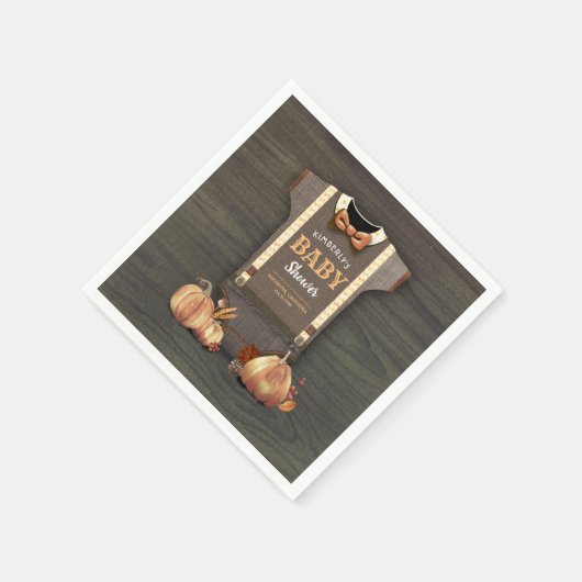 Orange Pumpkins und Bodysuit Fall Baby Dusche Serviette (Ecke)