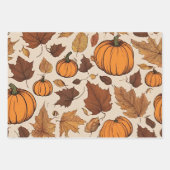 Orange Pumpkins und Herbstleaves Geschenkpapier Set (Vorderseite 3)