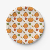 Orange Pumpkins und Herbstleaves Muster Pappteller (Vorderseite)