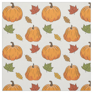 Orange Pumpkins und Herbstleaves Muster Stoff