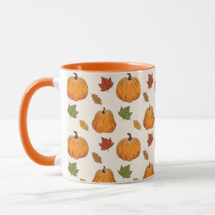 Orange Pumpkins und Herbstleaves Muster Tasse