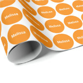 Orange Punkt-Muster auf Weiß mit Namen Geschenkpapier (Rolleneckpunkt)