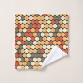 Orange Punkte Badhandtuch Set (Waschlappen)