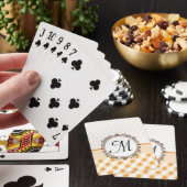 Orange Punkte, Karos und Streifen mit Monogramm Spielkarten (In Situ)