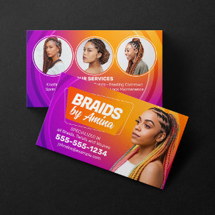 Orange, Purple African Hair Braiding Salon Foto Visitenkarte
