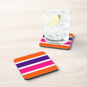 Orange, Purple and Pink Stripes Getränkeuntersetzer