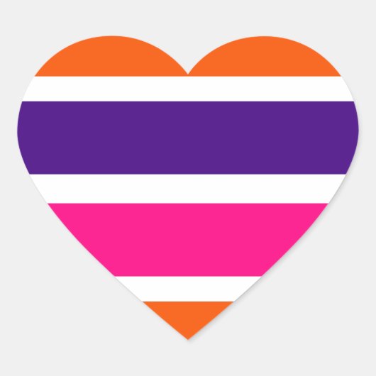 Orange, Purple and Pink Stripes Herz-Aufkleber (Vorderseite)