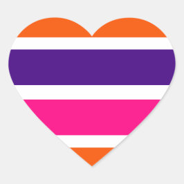 Orange, Purple and Pink Stripes Herz-Aufkleber